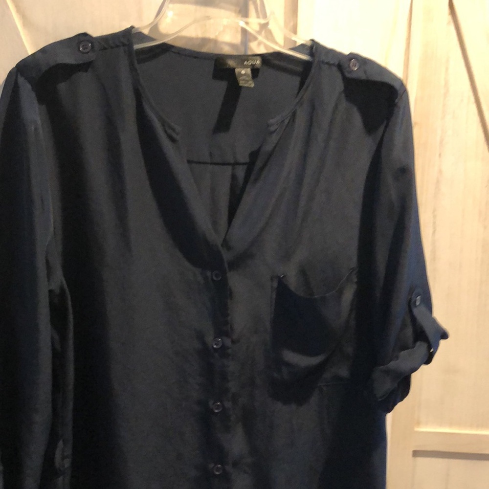 Aqua Blouse (adjustable sleeve 3/4 rolls to short sleeve)